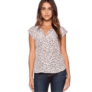 Joie Iva Silk Blouse Shirt Top Pink/Grey Cheetah Leopard Print, Size M